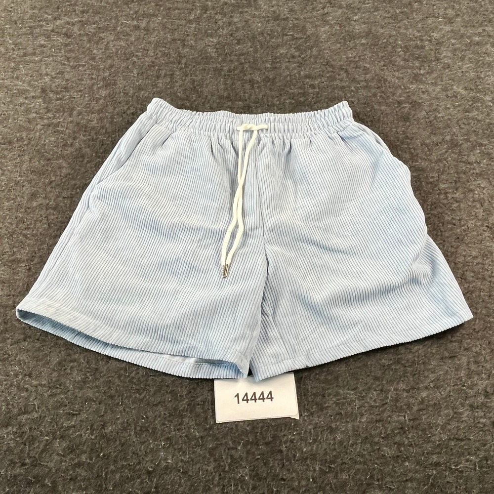 ROMWE Shorts Mens Small Blue Corduroy Drawstring Flat Front Casual Streetwear